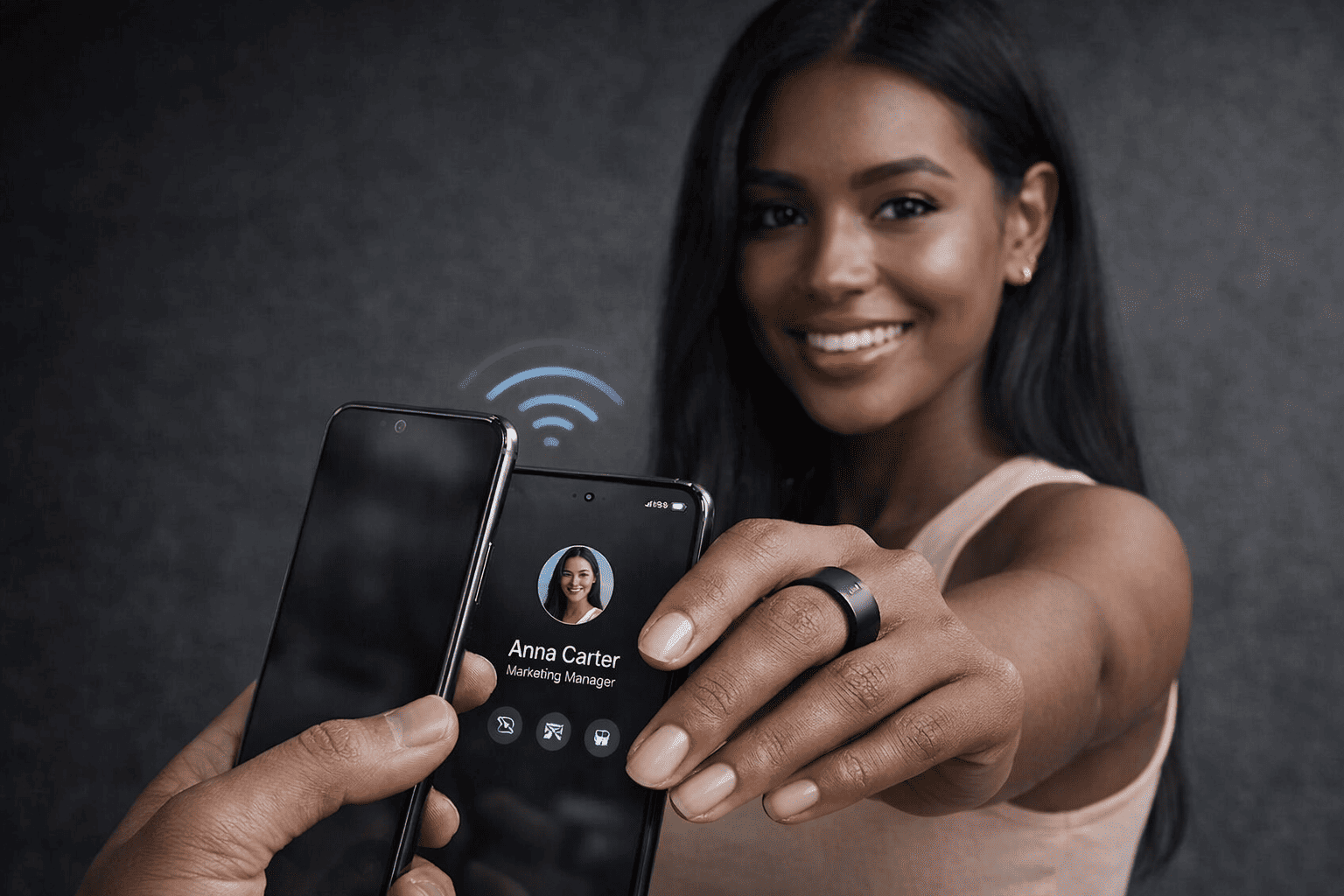 Bague simple NFC intelligente  –  partagez en un seul geste