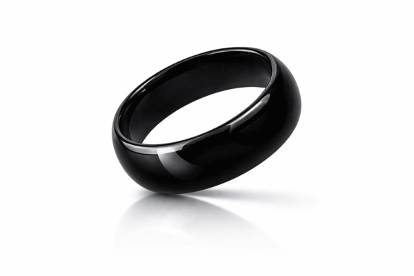 a_digital_photograph_showcases_a_sleek_black_ceram Bague simple NFC intelligente – partagez en un seul geste